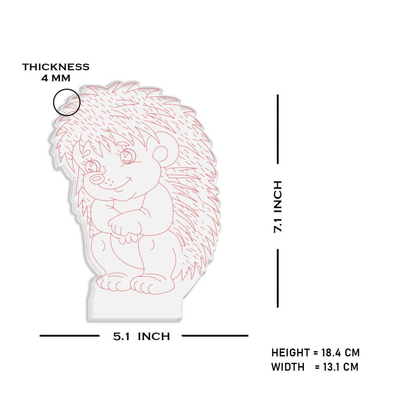 3D Illusion Baby Echidna Porcupines Night Lamp with Warm White Color Birthday Gifts for Kids